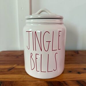 Rae Dunn JINGLE BELLS White Ceramic Canister